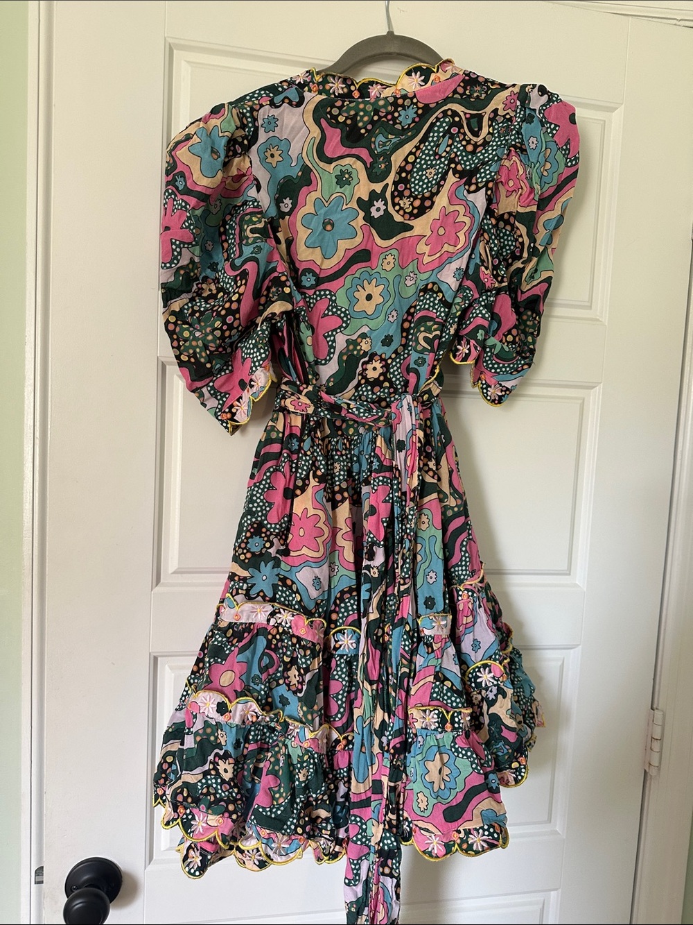 CeliaB Pink & Green Floral Wrap Midi Dress - Picture 9 of 9
